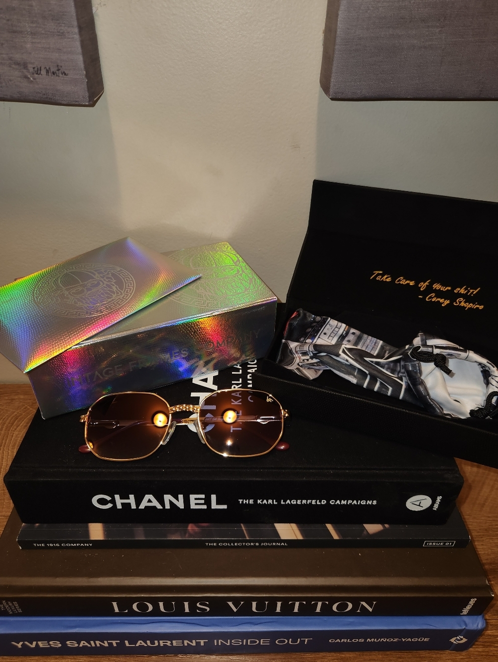 Vintage Frames Women's Gold Frame Gradient Blue Lens Sunglasses